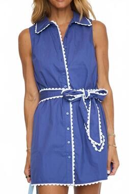 NEW TCEC sarabeth scallop trim mini dress in navy